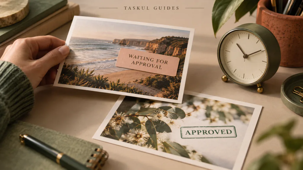 An unapproved post is held aside while a separately approved post can move towards scheduling.