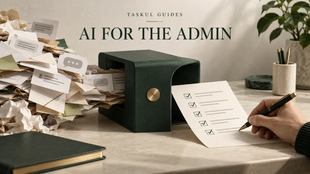 AI helps organise freelance admin into a draft checklist while a person reviews the result.