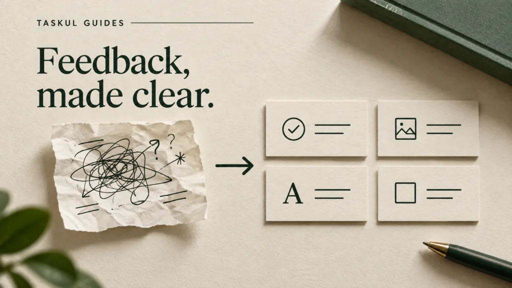 A tangled feedback note becomes a set of clear decisions.