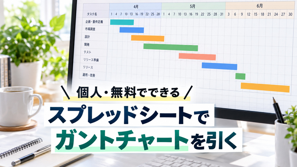 スプレッドシートのガントチャート作り方|個人・無料で複数案件を1枚に並べる