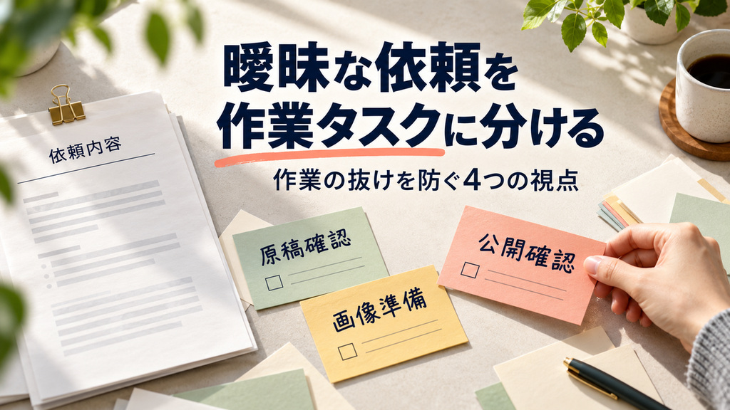タスクの洗い出しのやり方｜届いた依頼1通を作業の一覧にする4つの見方と実例