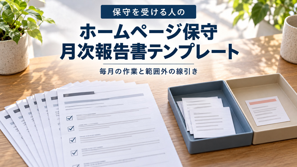 ホームページ保守の月次報告書テンプレート|毎月の作業内容と範囲外の線引き